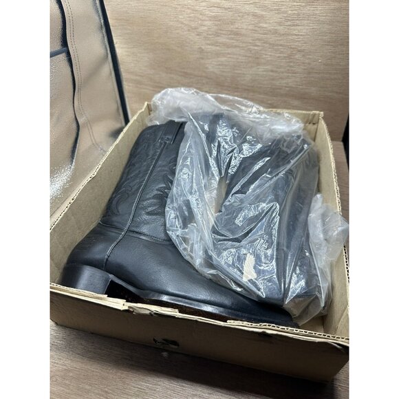 VINTAGE RUDEL Cowboy Boots Mens 9 EE Black Italian Black Deer LEATHER Western main image 6